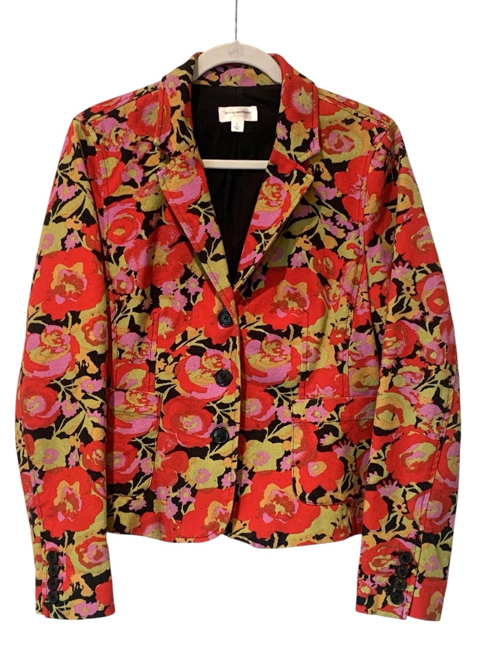 Isaac Mizrahi For Target Floral Jacket Colorful Red Pink Lined Blazer Large L